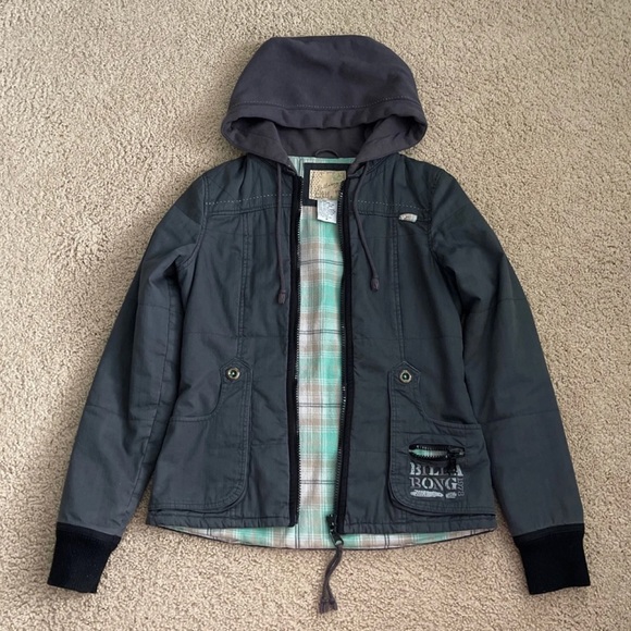 Billabong Grey Hooded Jacket, S, Very Good Condition - Picture 8 of 13
